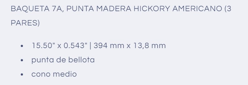 Baqueta 7A Hickory