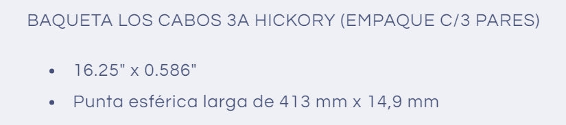 Baquetas 3A Hickory