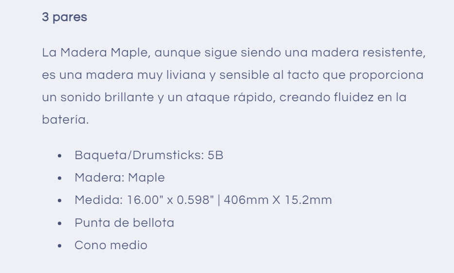 Baquetas 5B Maple