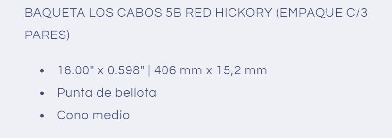 Baquetas 5B Red Hickory