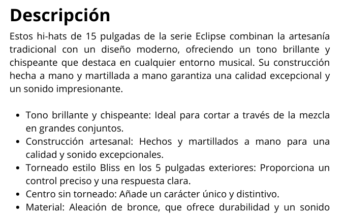 Eclipse Series Hi Hat 15"