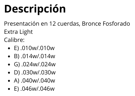 GUITARRA ACÚSTICA – BRONCE FOSFORADO – 12 CUERDAS