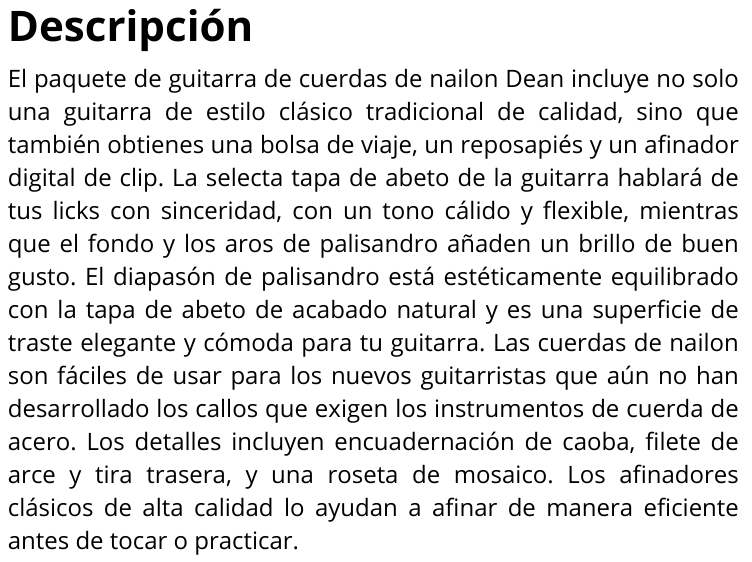 Paquete clásico Dean con funda de transporte y reposapiés PC PK