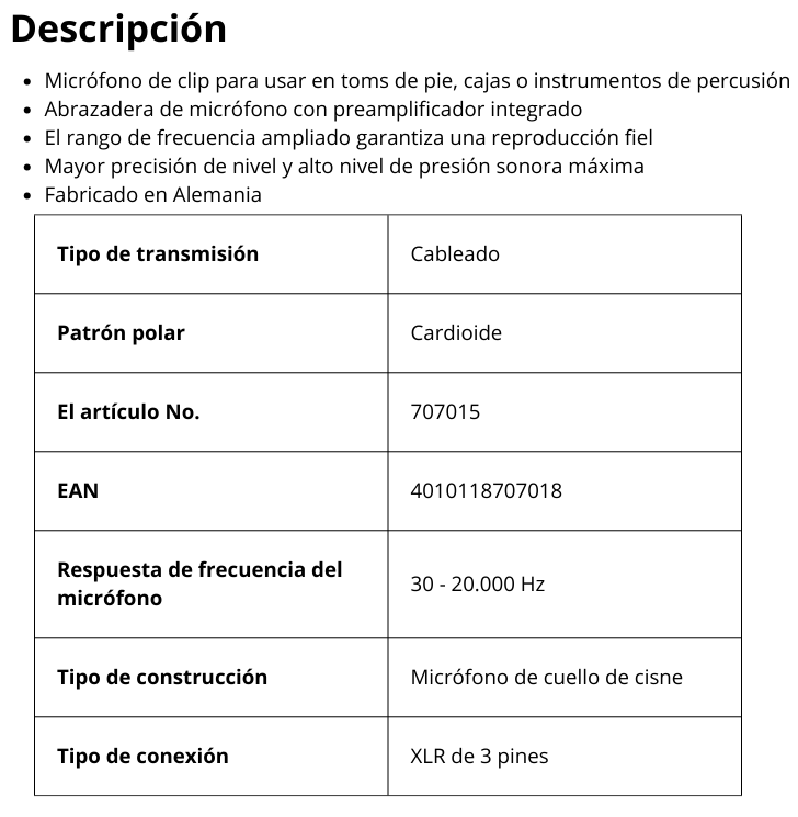 Tg D57 Micrófono de condensador para batería (cardioide)