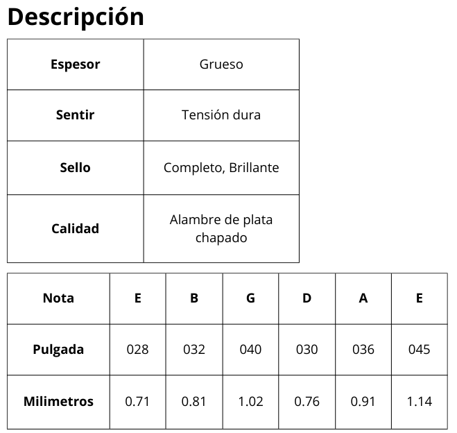ENCORDADURA P/GUITARRA ACUSTICA TENSION ALTA