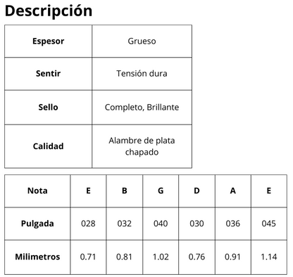 ENCORDADURA P/GUITARRA ACUSTICA TENSION ALTA