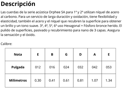 ENCORDADURA P/GUITARRA ACUSTICA (5 PIEZAS,ALEACION DE COBRE)